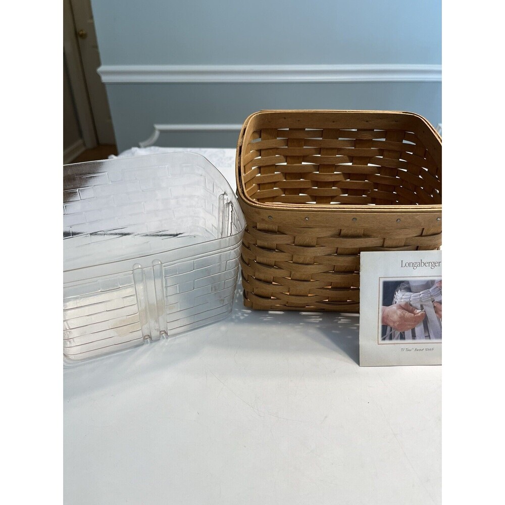 Longaberger TV time Organiser basket, med brown, 2004 with protector & Pamphlet